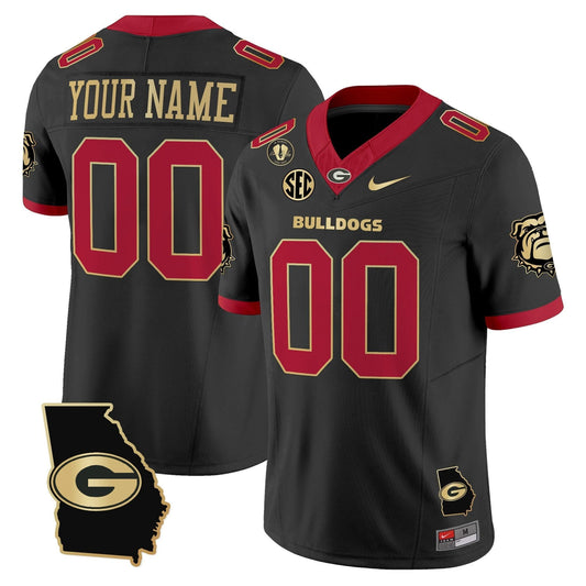 Custom Georgia Bulldogs Jersey 2025 Georgia Map, Vince Dooley Stitched Black Gold Trim by My Store