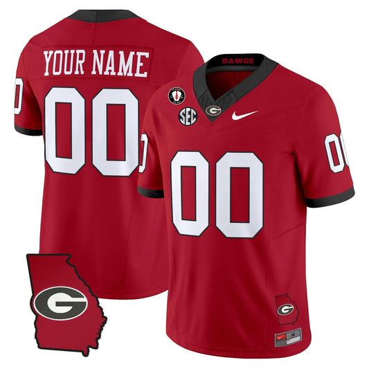 Custom Georgia Bulldogs Jersey 2025 Georgia Map, Vince Dooley Stitched Red by My Store