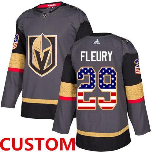 Custom Golden Knights Grey Home USA Flag Stitched NHL Jersey by Hockey David