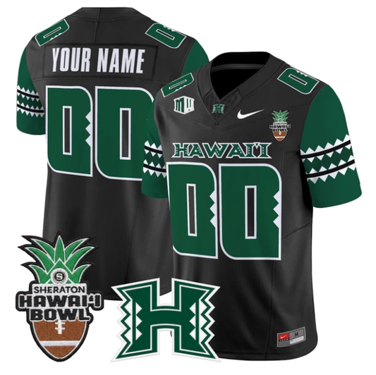 Custom Hawai'i Rainbow Warriors Jersey 2025 Hawai'i Bowl Stitched Black by NCAA Football Jersey