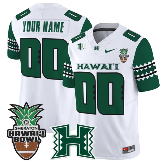 Custom Hawai'i Rainbow Warriors Jersey 2025 Hawai'i Bowl Stitched White by NCAA Football Jersey