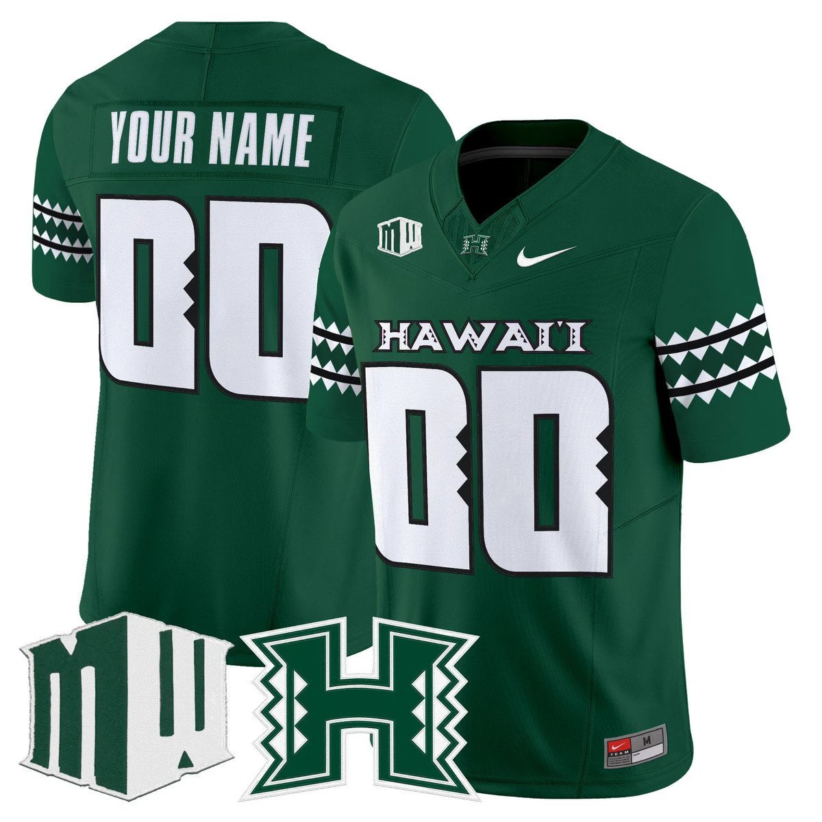 Custom Hawai'i Rainbow Warriors Jersey Name, Number 2025 Vapor Stitched Green by My Store NCAA Football Jerseys