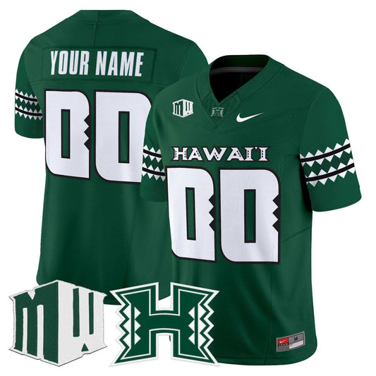 Custom Hawai'i Rainbow Warriors Jersey Name, Number 2025 Vapor Stitched Green by My Store NCAA Football Jerseys