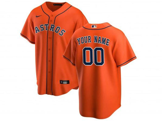 Custom Houston Astros Cool Base Jersey - Orange by My Store