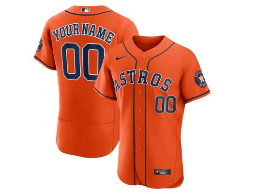 Custom Houston Astros Flex Base Jersey - Orange by My Store