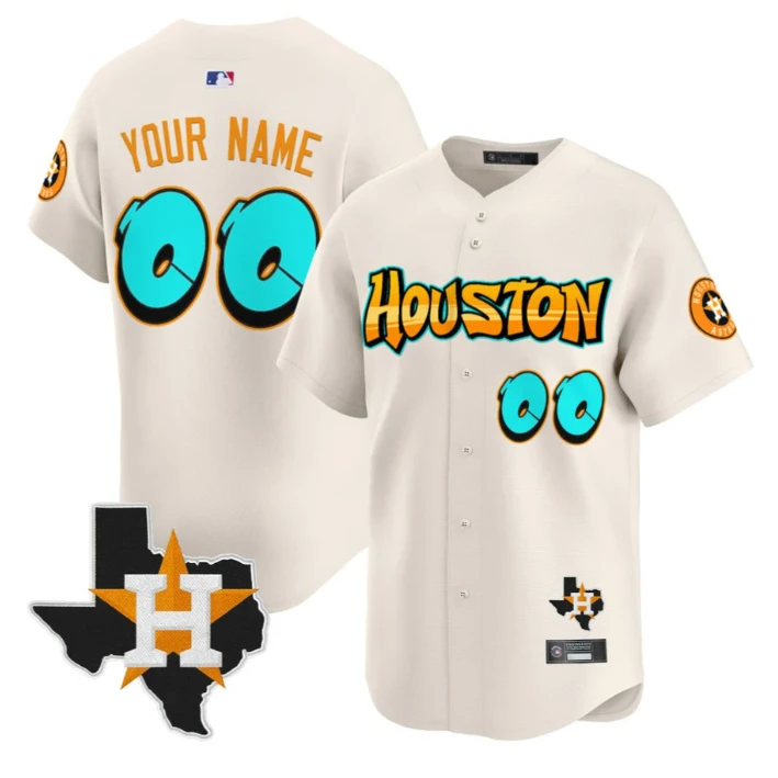 Custom Houston Astros Jersey Name, Number Graffiti H-Town Edition Stitched Cream by My Store