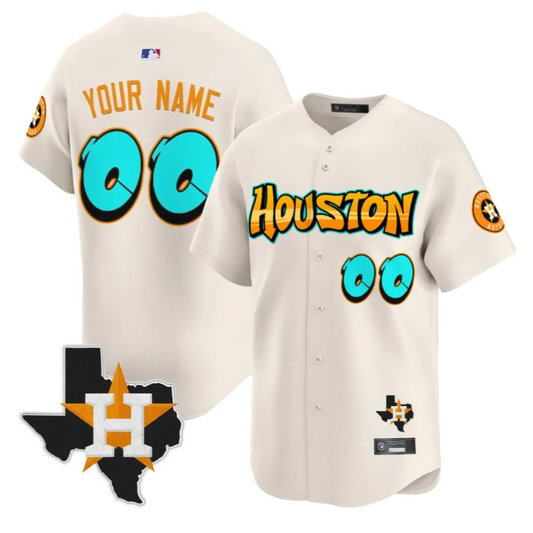 Custom Houston Astros Jersey Name, Number Graffiti H-Town Edition Stitched Cream by My Store