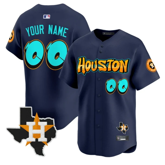 Custom Houston Astros Jersey Name, Number Graffiti H-Town Edition Stitched Navy by My Store