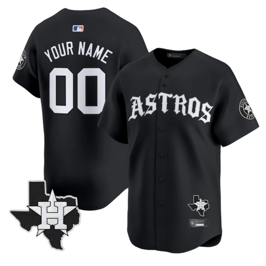 Custom Houston Astros Jersey Name, Number Old English Edition Stitched Black by My Store
