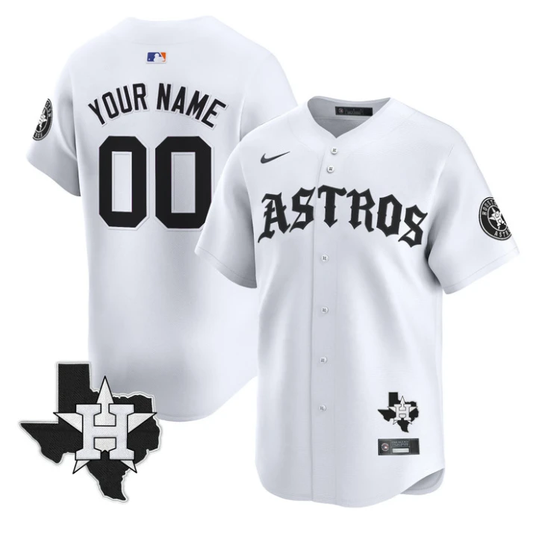 Custom Houston Astros Jersey Name, Number Old English Edition Stitched White by My Store