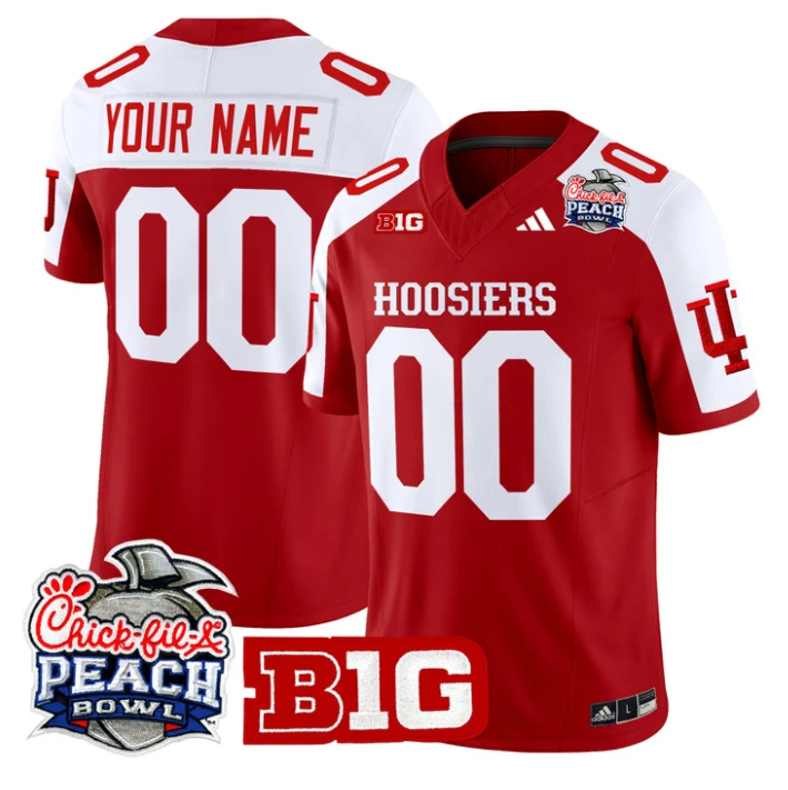 Custom Indiana Hoosiers Jersey 2026 Peach Bowl Patch Limited Stitched Cimson Alternate by NCAA Football Jersey