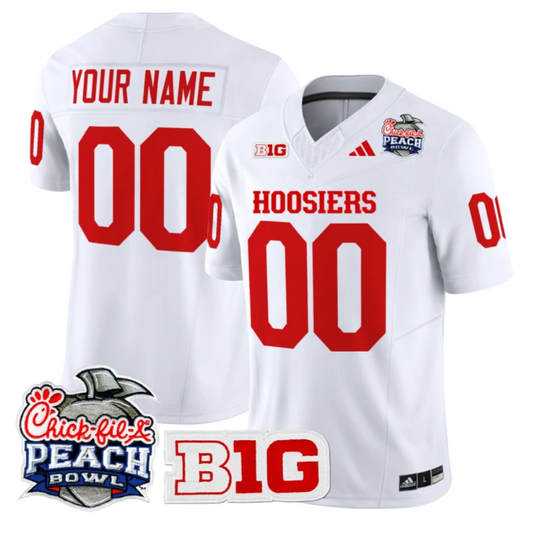 Custom Indiana Hoosiers Jersey 2026 Peach Bowl Patch Limited Stitched White by NCAA Football Jersey