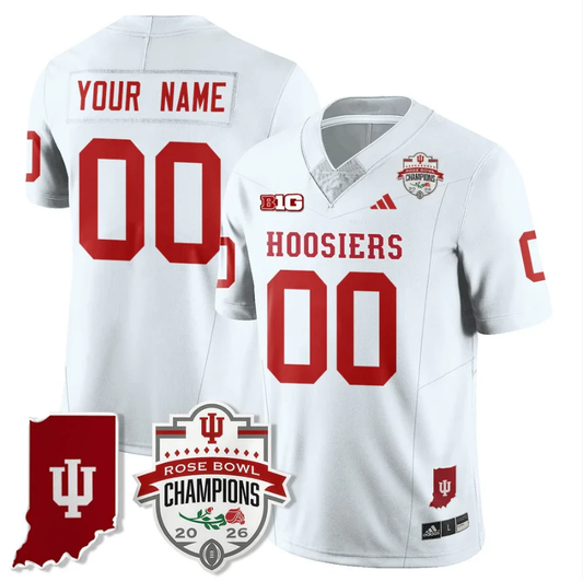 Custom Indiana Hoosiers Jersey 2026 Rose Bowl Champions Patch Stitched White by NCAA Football Jersey
