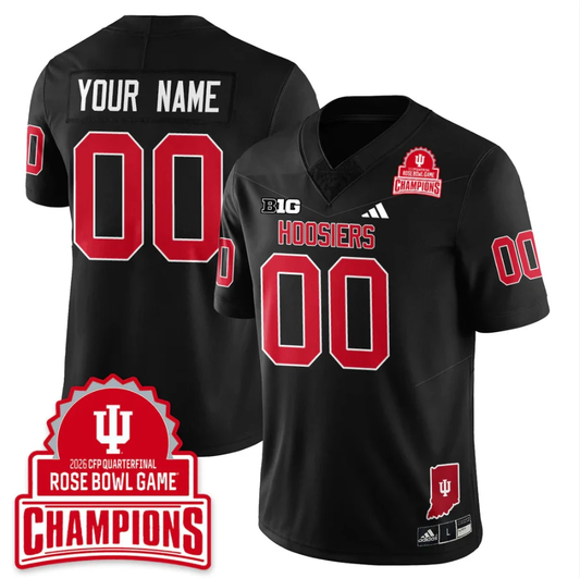 Custom Indiana Hoosiers Jersey 2026 Rose Bowl Game Champions Patch Stitched Black by NCAA Football Jersey