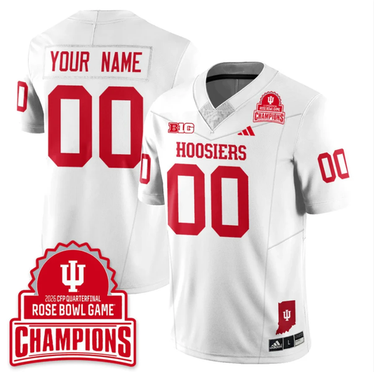 Custom Indiana Hoosiers Jersey 2026 Rose Bowl Game Champions Patch Stitched White by NCAA Football Jersey