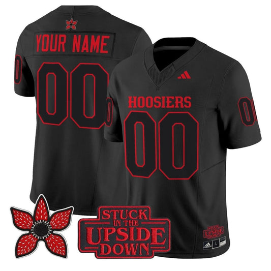 Custom Indiana Hoosiers Jersey Name, Number Stranger Things Edition Stitched Black by NCAA Football Jersey