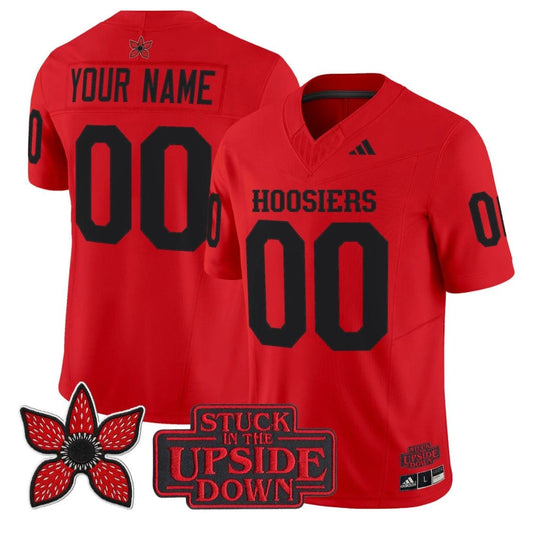 Custom Indiana Hoosiers Jersey Name, Number Stranger Things Edition Stitched Red by NCAA Football Jersey