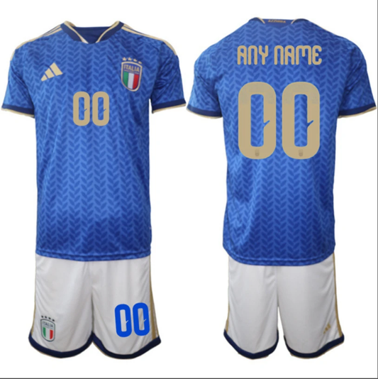 Custom Italy Team Jersey Name, Number 2025-26 Blue Home Soccer Suit by Soccer Jersey