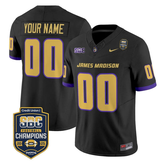 Custom James Madison Dukes Jersey 2025 SBC Champions Vapor Limited Black by NCAA Football Jersey