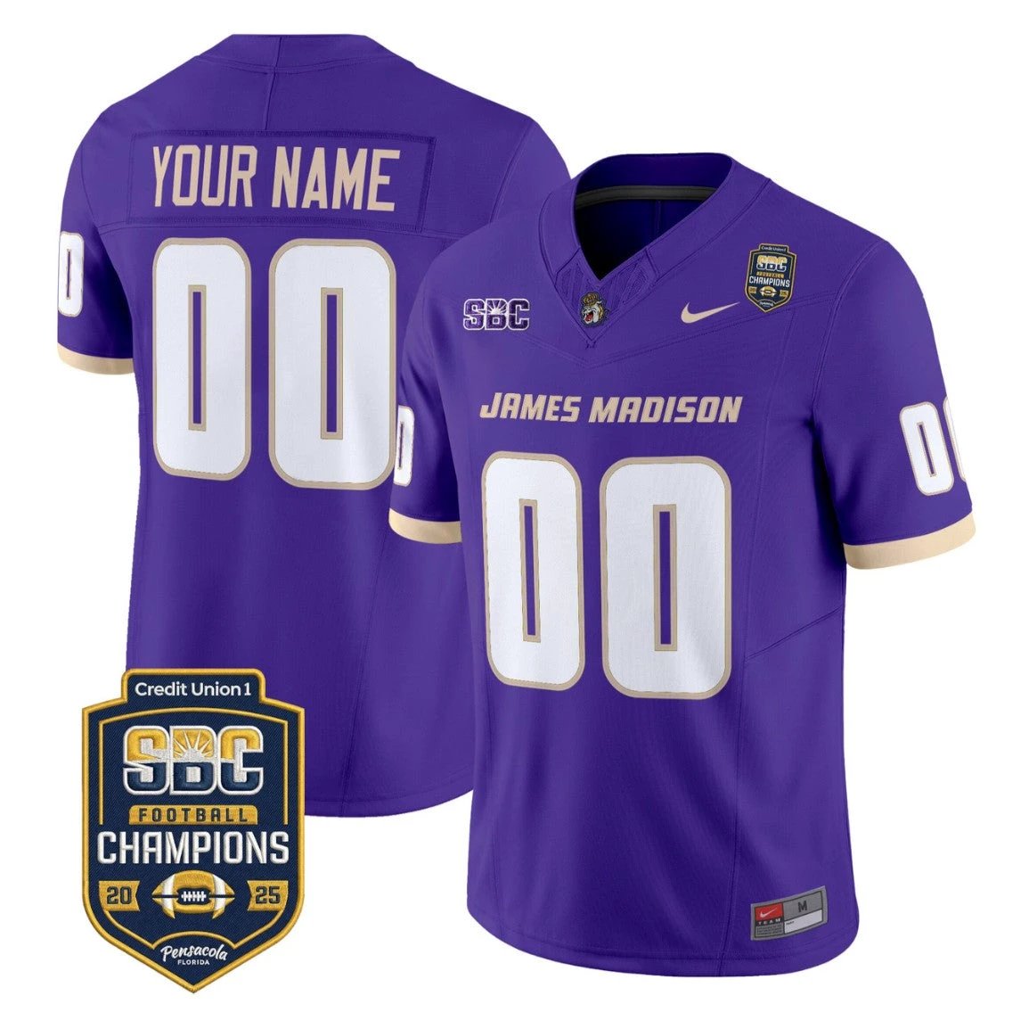 Custom James Madison Dukes Jersey 2025 SBC Champions Vapor Limited Purple by NCAA Football Jersey