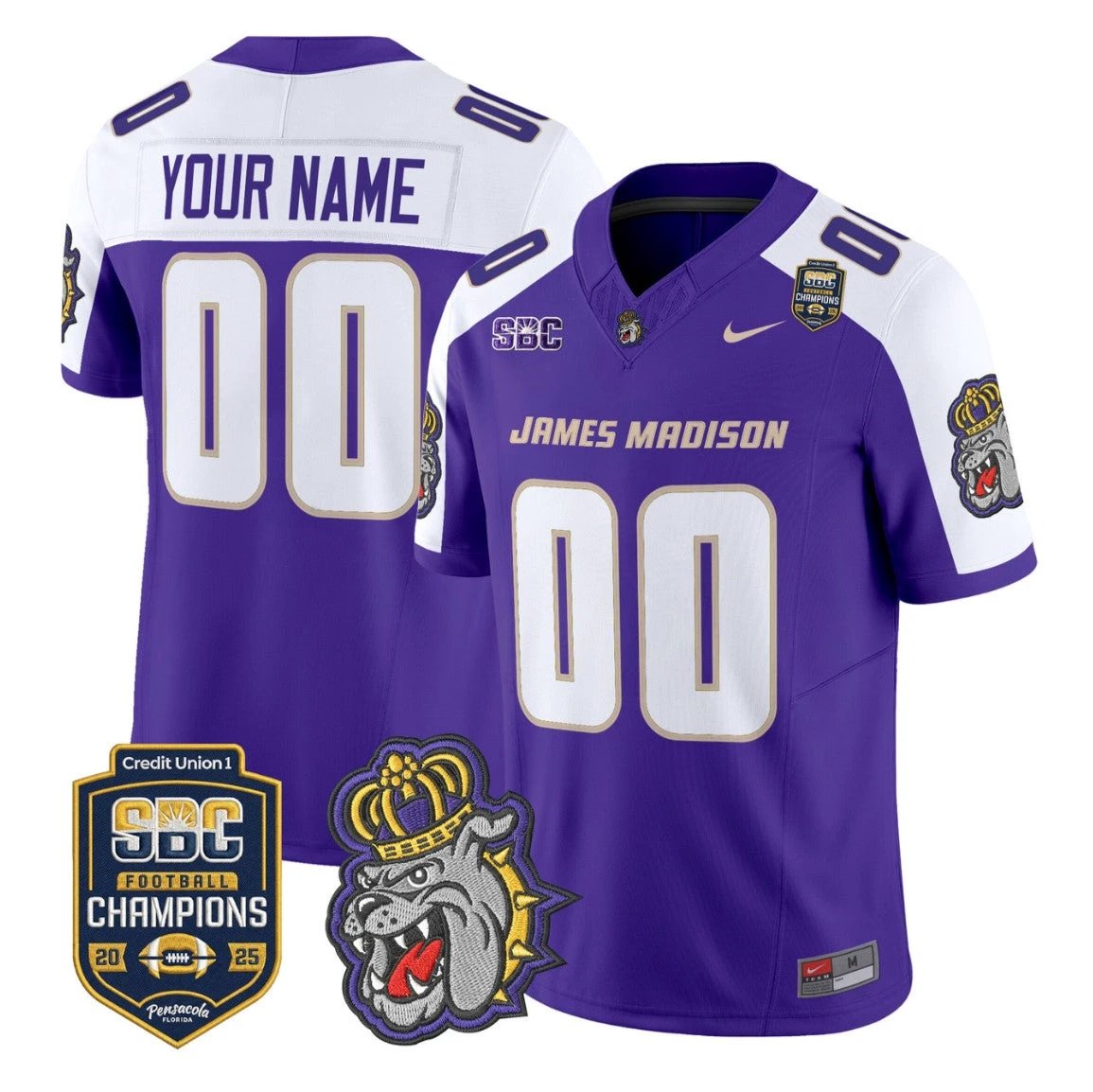 Custom James Madison Dukes Jersey 2025 SBC Champions Vapor Limited Purple Alternate by NCAA Football Jersey