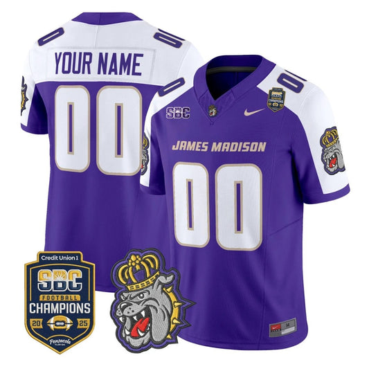 Custom James Madison Dukes Jersey 2025 SBC Champions Vapor Limited Purple Alternate by NCAA Football Jersey