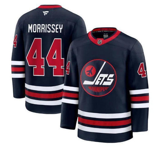Custom Josh Morrissey Jets Jersey - Alternate Navy All Stitched by Hockey David