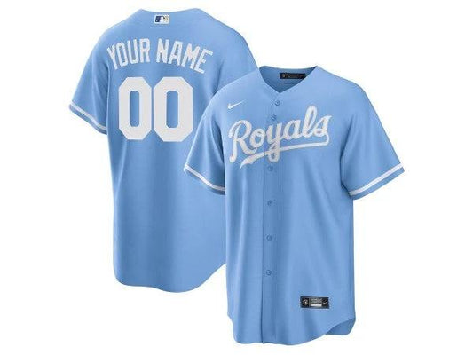 Custom Kansas City Royals Cool Base Jersey - Light Blue by My Store