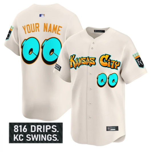 Custom Kansas City Royals Jersey Graffiti Crown Drop Limited Stitched Limited by My Store