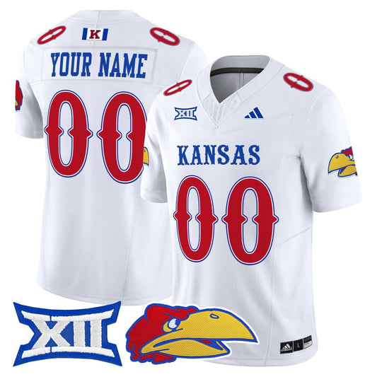 Custom Kansas Jayhawks Jersey Name, Number 2025 Vapor Limited Stitched White by My Store NCAA Football Jerseys