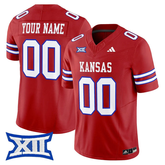 Custom Kansas Jayhawks Jersey Name, Number 2025 Vapor Limited Stitched Red by My Store NCAA Football Jerseys