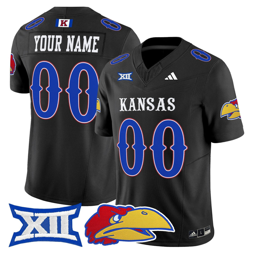 Custom Kansas Jayhawks Jersey Name, Number 2025 Vapor Limited Stitched Black by My Store NCAA Football Jerseys