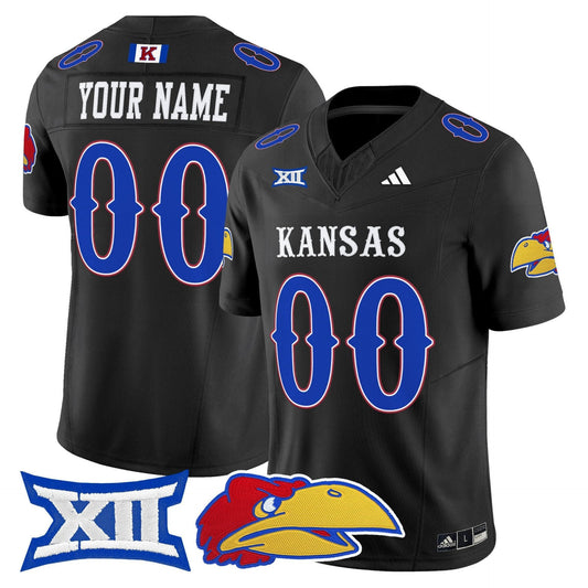 Custom Kansas Jayhawks Jersey Name, Number 2025 Vapor Limited Stitched Black by My Store NCAA Football Jerseys