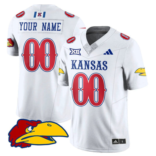 Custom Kansas Jayhawks Football Jersey Name, Number 2025 Limited Stitched White by My Store NCAA Football Jerseys