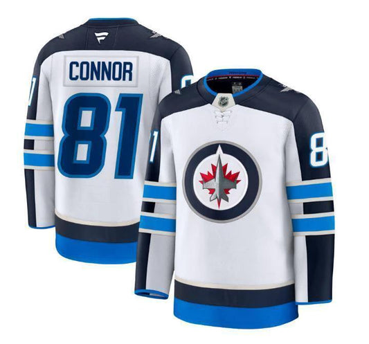 Custom Kyle Connor Jets Jersey - White All Stitched by Hockey David