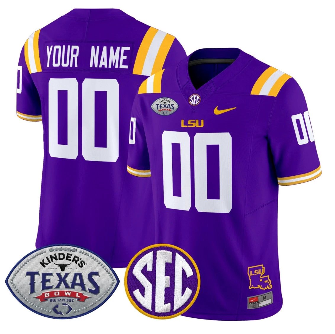 Custom LSU Tigers Jersey 2025 Texas Bowl Vapor Limited Stitched Purple by NCAA Football Jersey