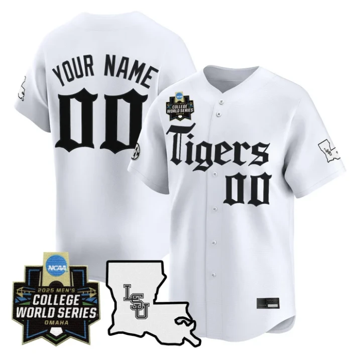 Custom LSU Tigers Jersey 2025 World Series Gothic Geaux Edition Stitched White by My Store