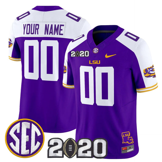 Custom LSU Tigers Jersey Name, Number 2020 National Champions Stitched Purple Alter by My Store NCAA Football Jerseys