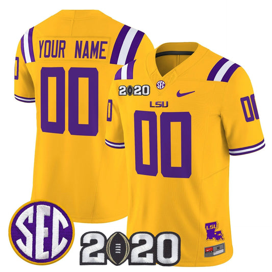 Custom LSU Tigers Jersey Name, Number 2020 National Champions Stitched Gold by My Store NCAA Football Jerseys