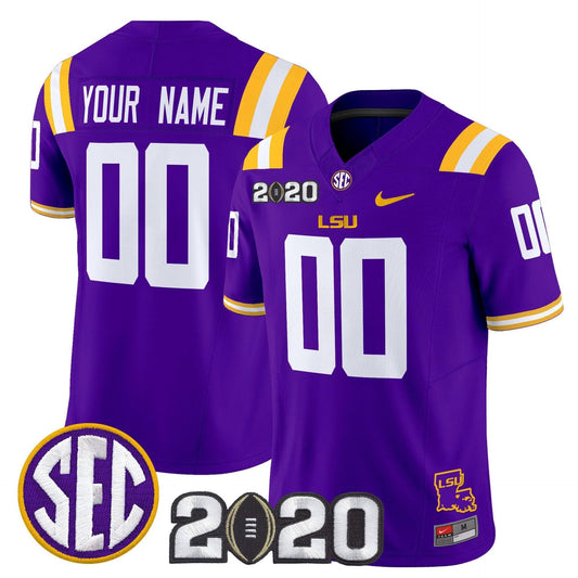 Custom LSU Tigers Jersey Name, Number 2020 National Champions Stitched Purple by My Store NCAA Football Jerseys