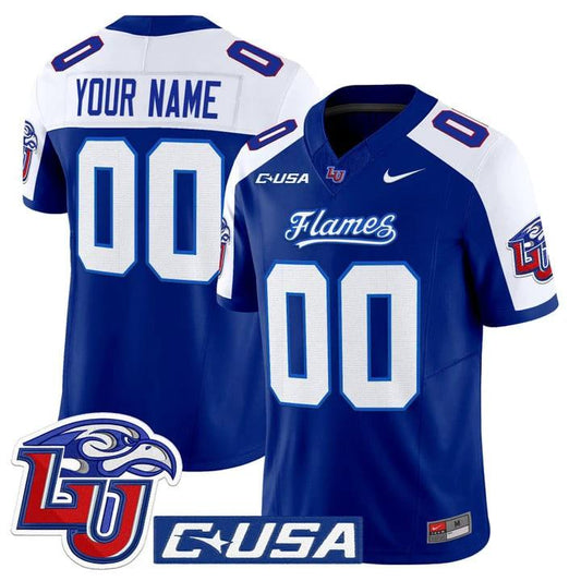 Custom Liberty Flames Jersey Name, Number 2025 Vapor Limited Stitched Navy Alternate by NCAA Football Jersey