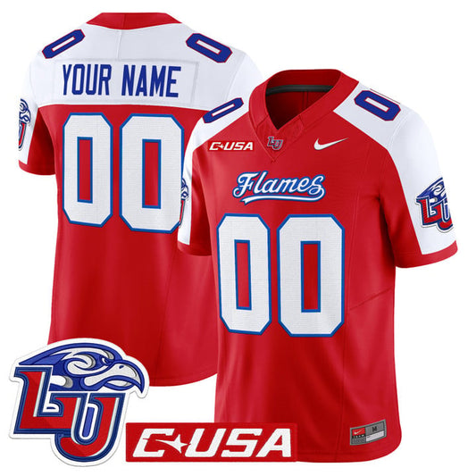 Custom Liberty Flames Jersey Name, Number 2025 Vapor Limited Stitched Red Alternate by NCAA Football Jersey