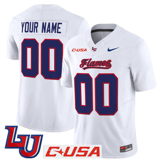 Custom Liberty Flames Jersey Name, Number 2025 Vapor Limited Stitched White by NCAA Football Jersey