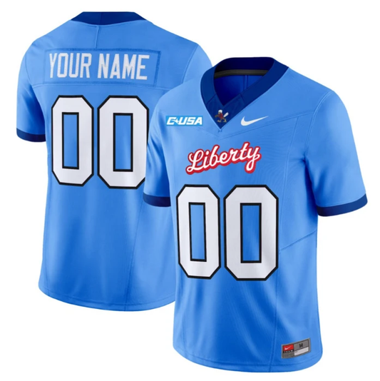 Custom Liberty Flames Jersey Name, Number Football Stitched Light Blue by NCAA Football Jersey