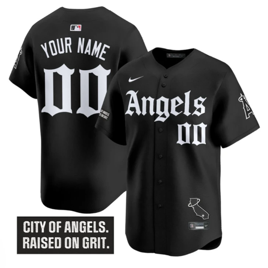 Custom Los Angeles Angels Jersey Gothic Halo Edition Stitched Black by My Store