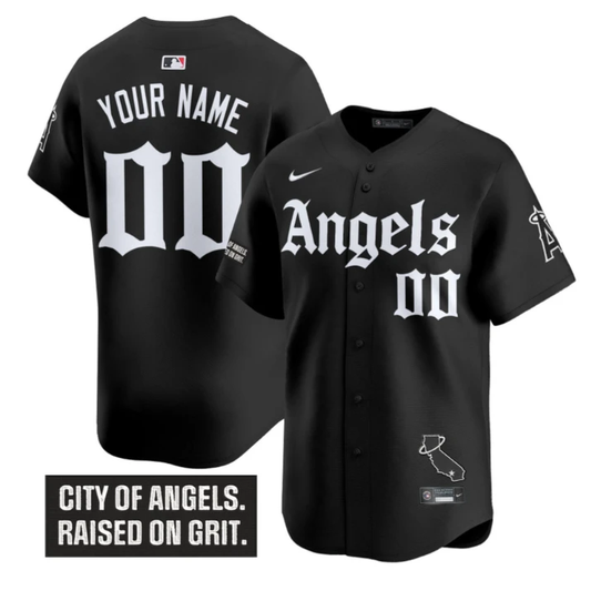 Custom Los Angeles Angels Jersey Gothic Halo Edition Stitched Black by My Store