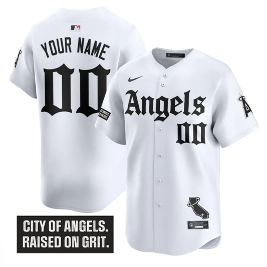 Custom Los Angeles Angels Jersey Gothic Halo Edition Stitched White by My Store