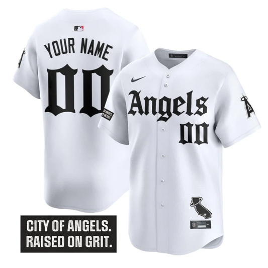 Custom Los Angeles Angels Jersey Gothic Halo Edition Stitched White by My Store