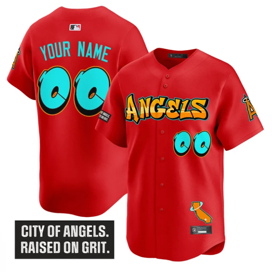 Custom Los Angeles Angels Jersey Graffiti Halo Drop Edition Stitched White by My Store