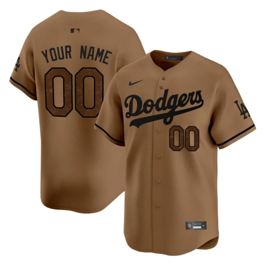 Custom Los Angeles Dodgers Brown Jersey Name and Number All Stitched by My Store